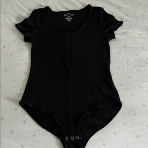 American Eagle Outfitters Black Ribbed Tee